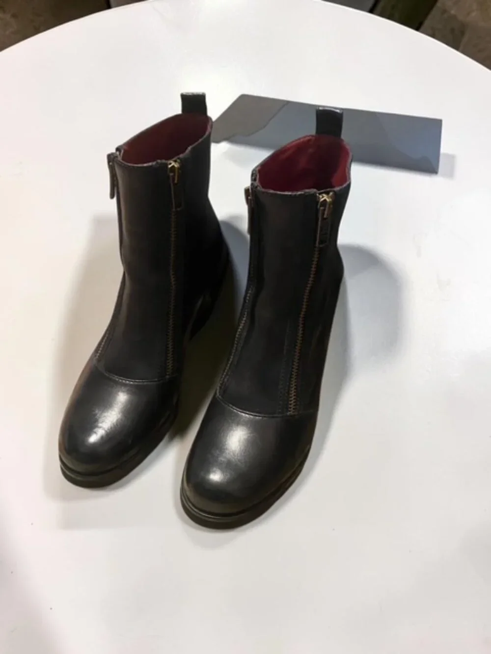 Marc by Marc Jacobs Kit Double Zip Hidden Wedge Boots Black Leather NIB 38.5